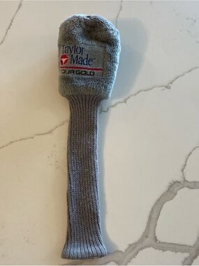 TaylorMade Gray Plush Knit Headcover with Red & Blue Logo